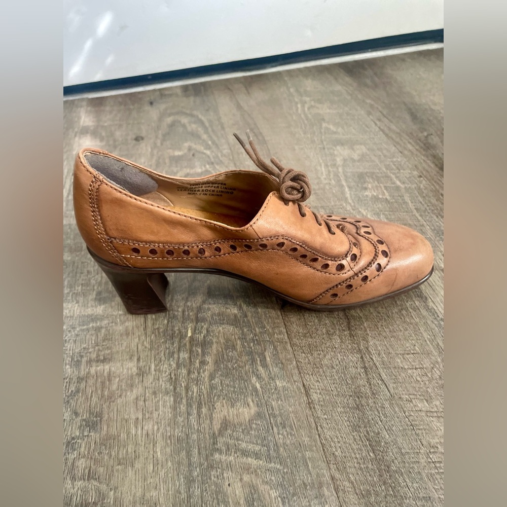 Earth Brown Leather Lace-Up Mules - Picture 4 of 9